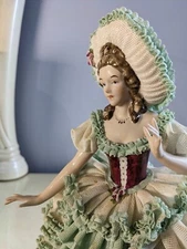 XLarge Vintage German Original Dresden Lace Karl Klette Porcelain  Figurine 11"