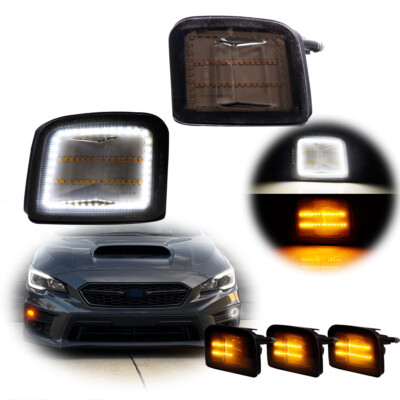 Smoked Switchback Amber LED DRL Front Signal Lights For Subaru 2015-2021 WRX/STI