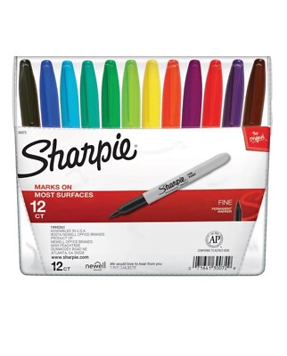 Sharpie 30072 Fine Point Permanent Markers 12-color Set