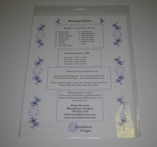 MORNING PALETTE Moonflower Designs Counted Cross Stitch pattern - Picture 2 of 2