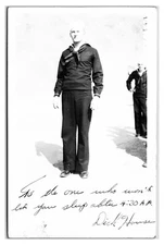 Vintage 1940s -World War II Navy Sailor Portrait Postcard (UnPosted) *RPPC*