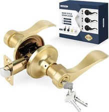 Wave Style Door Lever Keyed Entry Door Handle With Lock Entrance Lever Reversibl