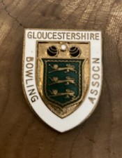 Vintage Gloucestershire Bowling Association Enamel Pin Badge