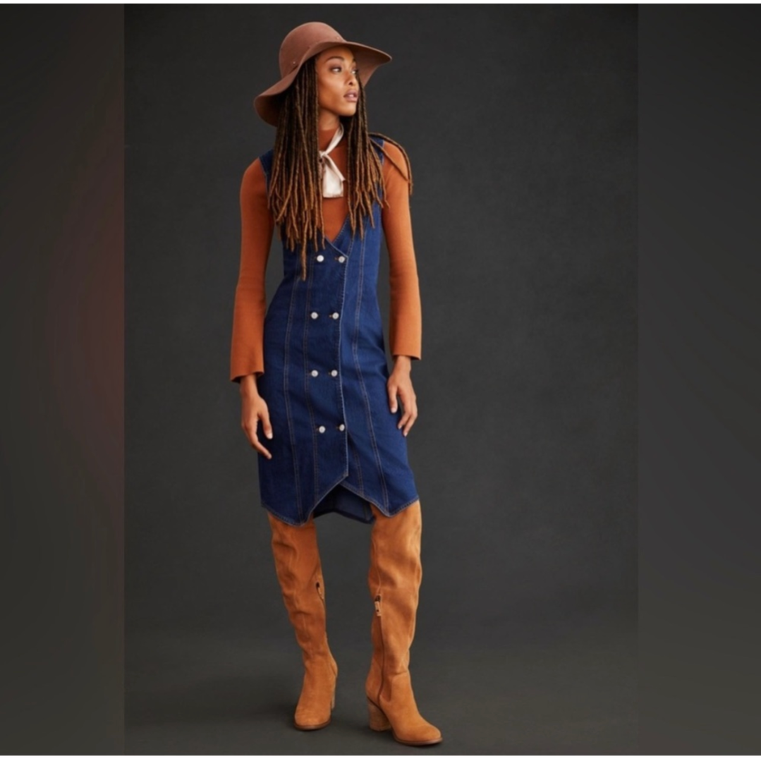 white christmas dresses Agnes Denim Overall Dress – Pretty Little Distraction Boutique main image 1