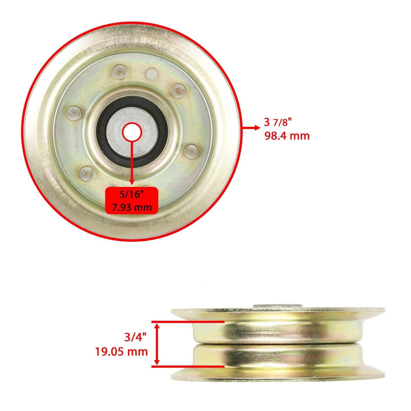 Flat Idler Pulley for John Deere LT155 LT166 LTR166 LTR180 38" 42" 48