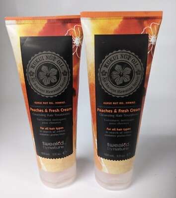2-PACK TWEAKD BY NATURE PEACHES & FRESH CREAM CLEANSING HAIR TREATMENT 3 FL OZ