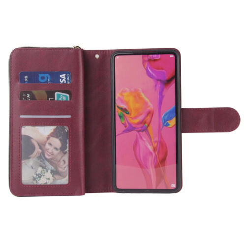 For TCL 50 SE Wallet Case 9Card Zipper Slots Kickstand Flip Leather Phone Case - Picture 31 of 42