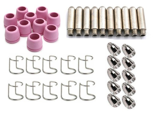 AG60P Plasmaschneider-Zubehör-Set – 50 Teile Inkl. Düsen, Elektroden & Becher Für AG-60, SG-55, WSD-60