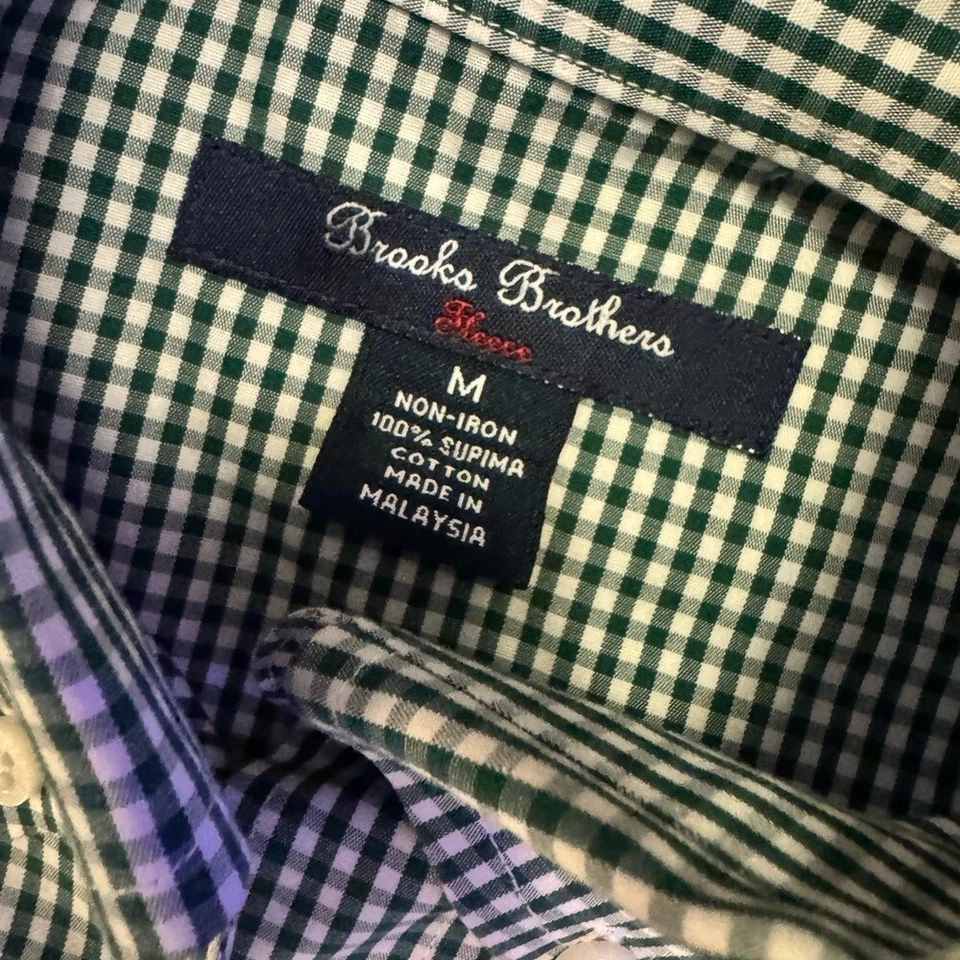 Brooks Brothers Boys Green and White check size Medium (8-10) dress shirt - Image 2 of 2
