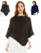 Poncho donna copri spalle mantella sciarpa pelliccia LAPIN TRICò morbido pelo