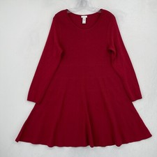 J Jill Sweater Dress Petite Size PS Burgundy Red Long Sleeve Cotton Yak Hair