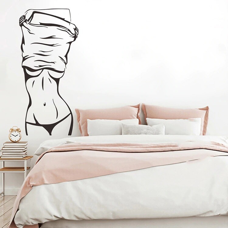 Wandtattoo „Nackte Frau“ – Abnehmbar, Wasserdicht, 23x57 Cm, Rot, Für SPA, Salon Oder Wohnung