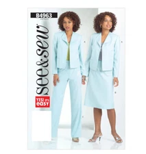 See & Sew Sewing Pattern B4963 Misses Unlined Jacket Skirt and Pants Sizes 8-14