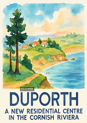 Duporth Holiday Retro Classic British Advertisement Decor Poster Prints A4
