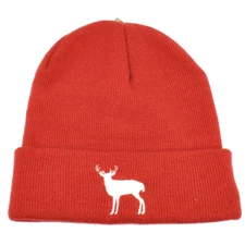 Alabama Bama Red Black White Deer Cuffed Acrylic Knit Beanie Skully Hat Cap NEW