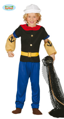COSTUME CARNEVALE BRACCIO DI FERRO VESTITO GUIRCA BAMBINO MARINAIO POPEYE