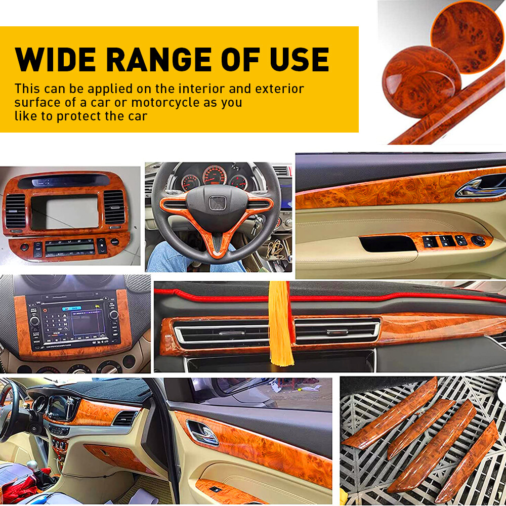 DIY Matte Glossy Wood Grain Textured Vinyl Wrap Sticker Car Interior Decors