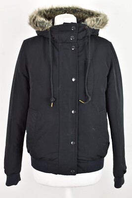 LEVI'S schwarze wattierte Daunenjacke Größe S Damen durchgehender Reißverschluss Kapuze Outdoor