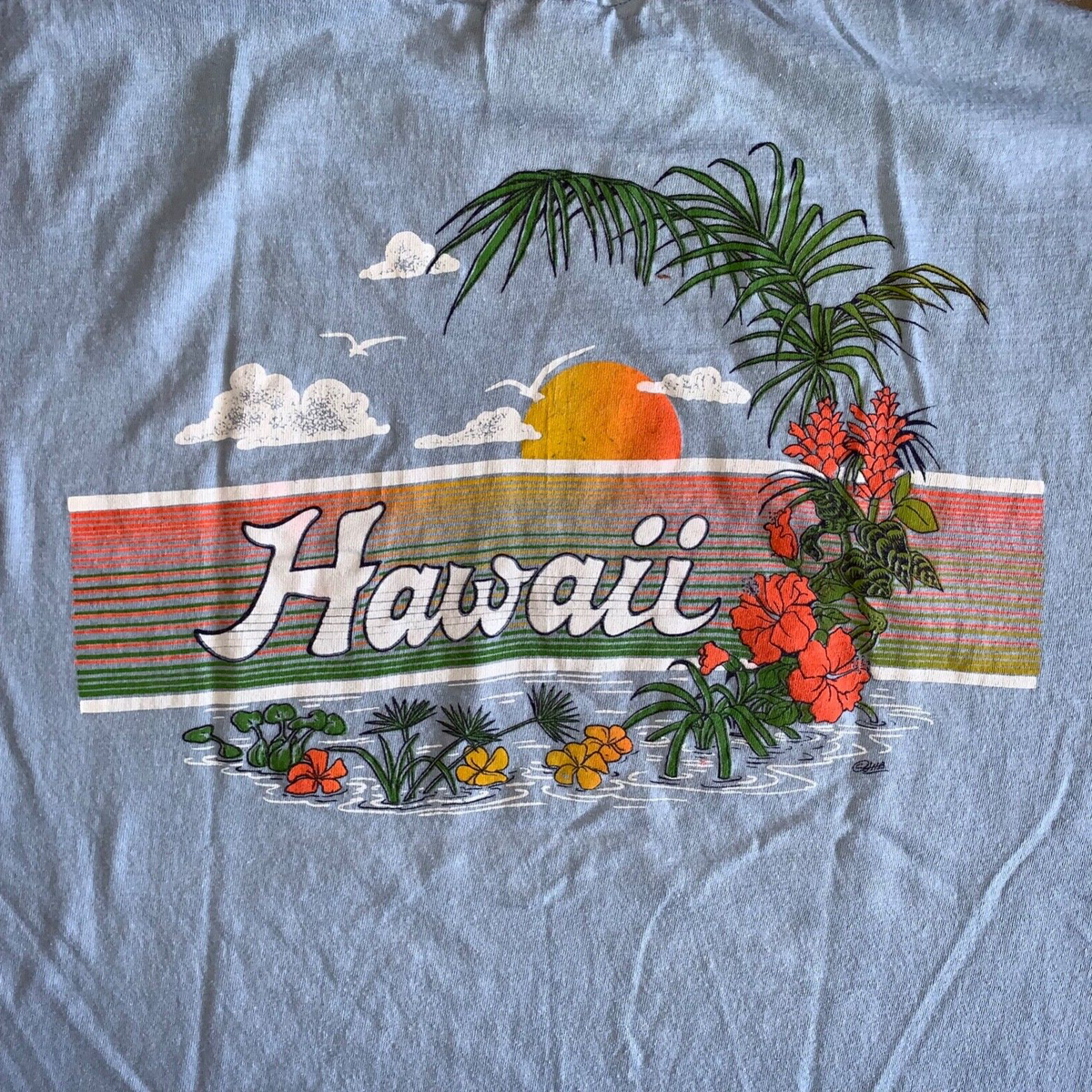 80s VINTAGE HAWAII TOURIST SOUVENIR T-SHIRT SZ L HANES TAG