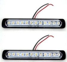 2 x Orange 12-24V LED Warning Lights 12 LEDs Side 19cm for Truck Bus Lorry Vans