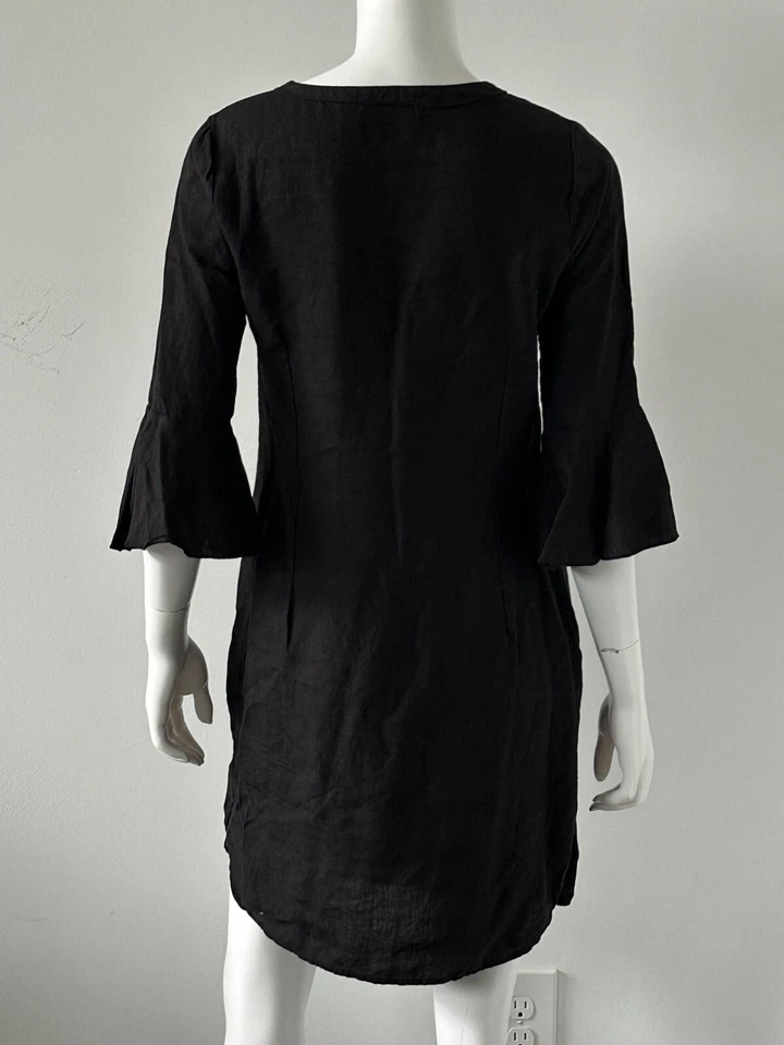 Three Dots Linen Shift Dress Size Small Black - Image 2 of 4
