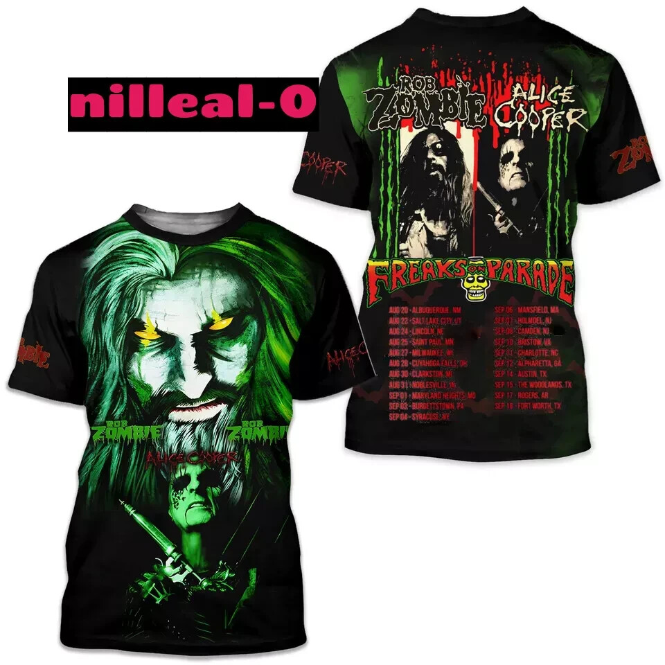 Rob Zombie and Alice Cooper’s Freaks On Parade Tour 2024 3D Unisex T-shirt P6656