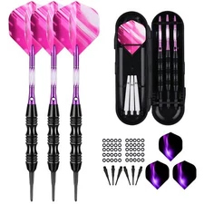 Professional Soft Tip Darts Set 20 Grams - 50 Rubber O-Rings + 30 Darts Plastic