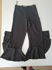 Ladies Trousers River Island Size 8 Side Zip Flair Bottoms Black 29117