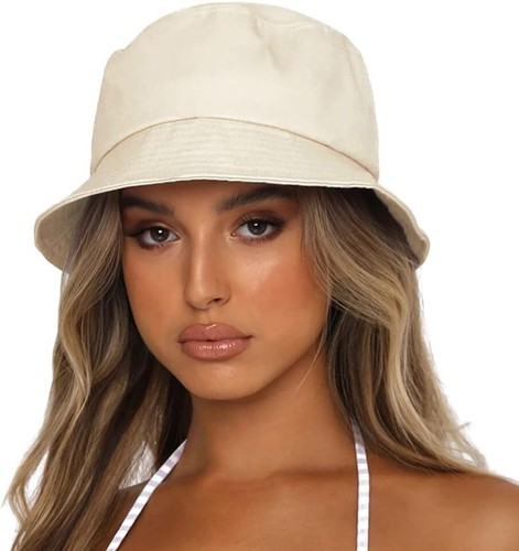 Women's men's bucket hat, summer sun beach hat solid color style.