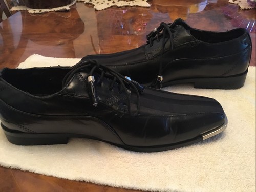 EXPRESSIONS BY RC MENS FORMAL OXFORD DRESS SHOES STRIPED SATIN NAVY WIDE 4925 - Picture 5 of 8