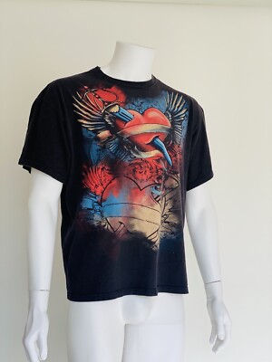 T-Shirt Vintage 90 s Delta Magnum Weight UNISEX Black XL Sword in a Heart
