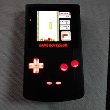 GameBoy Color GBC Black Backlit OLED Screen, Color Changing Buttons/Logo