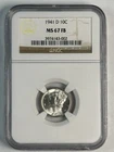 1941 D Mercury Dime NGC MS-67 FB "Chip on holder"