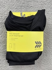 All In Motion Youth Thermal Set Kids M 8 Black MidWeight Base Layer Thumbholes