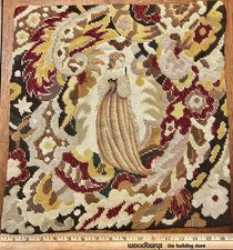 Antique French Aubusson Style Needlepoint Tapestry Handmade Wool Panel 16”x16”