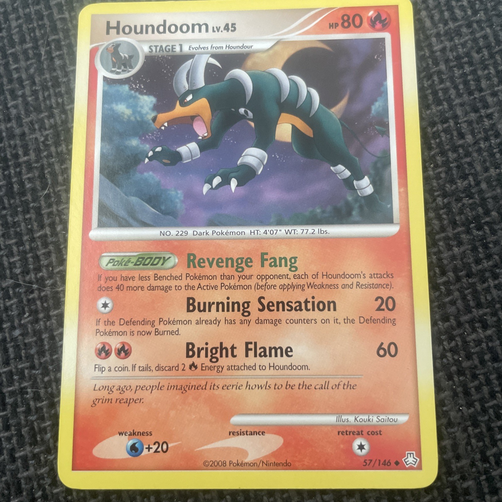 Houndoom - DP Legends Awakened 57/146 Kouki Saitou Vintage Pokemon TCG Card LP