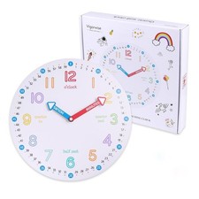 Teaching Clock,Telling Time Teaching Clock,12 Inch Silent Non Ticking Wood Wa...