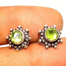 Peridot 925 Silver Plated Earrings 4mm