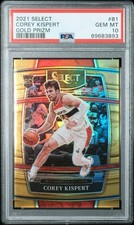 2021 Select Corey Kispert Rookie Gold Prizm 6/10 PSA 10