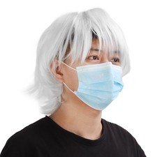 Perruque Courte Blanche Homme Cool Pour Cosplay Fête Costume