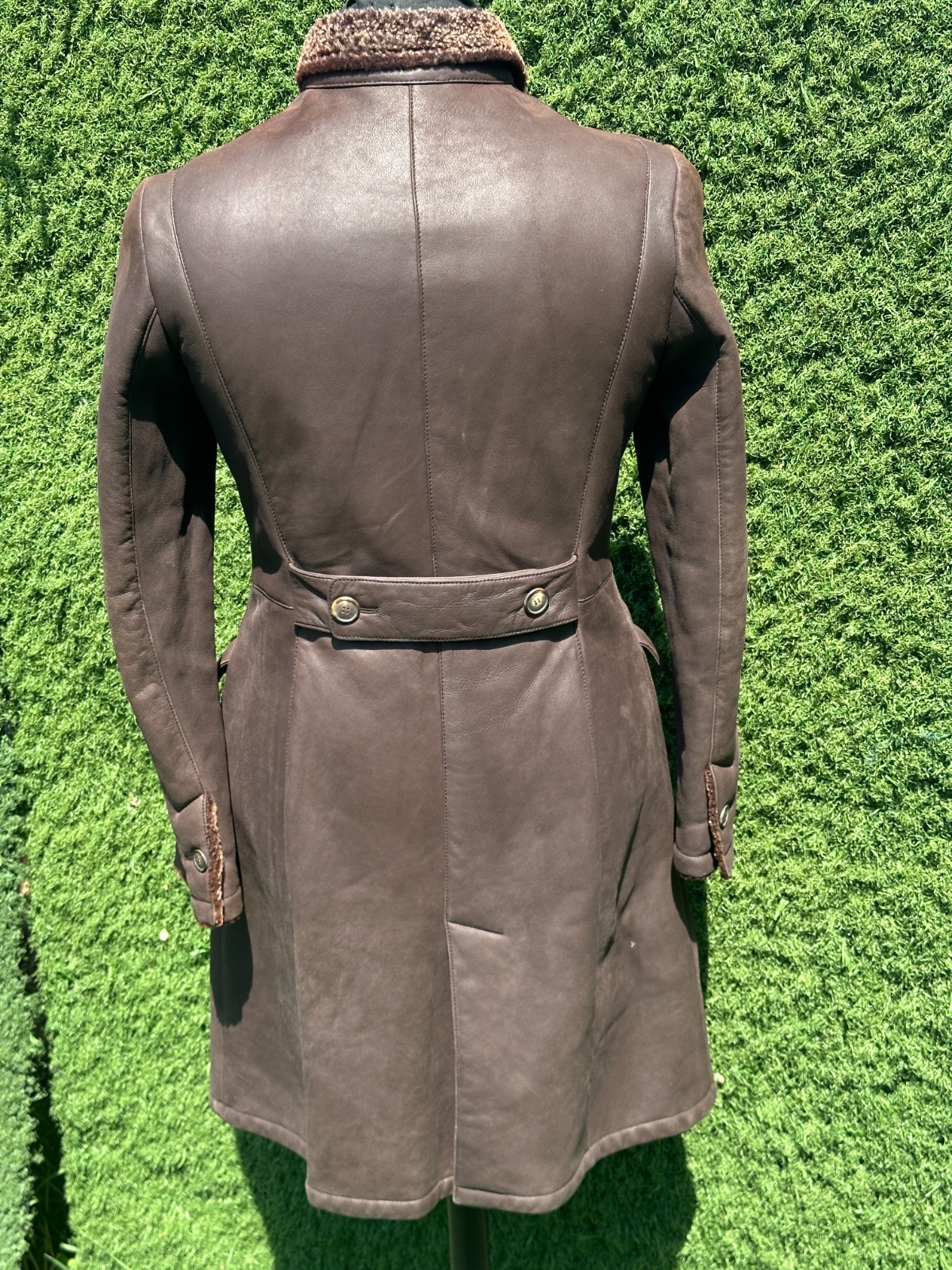 Loro Piana Lamb Leather Shearling Lined Long Coat Tailored Italy Size 44 IT image 5