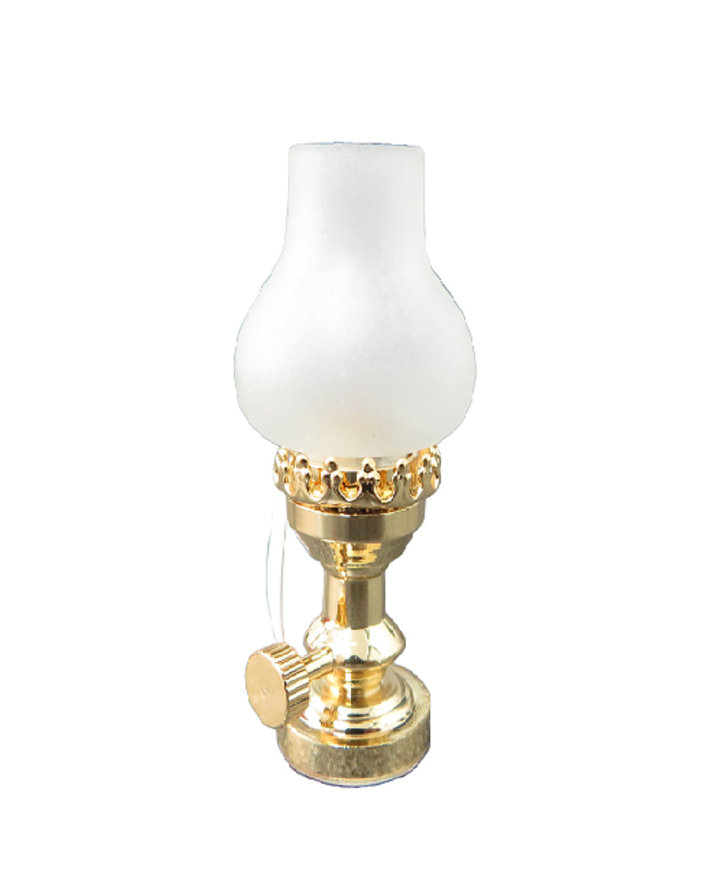 Dolls House Brass Oil Lamp Frosted Shade 12V Miniature Electric Lighting 1:12