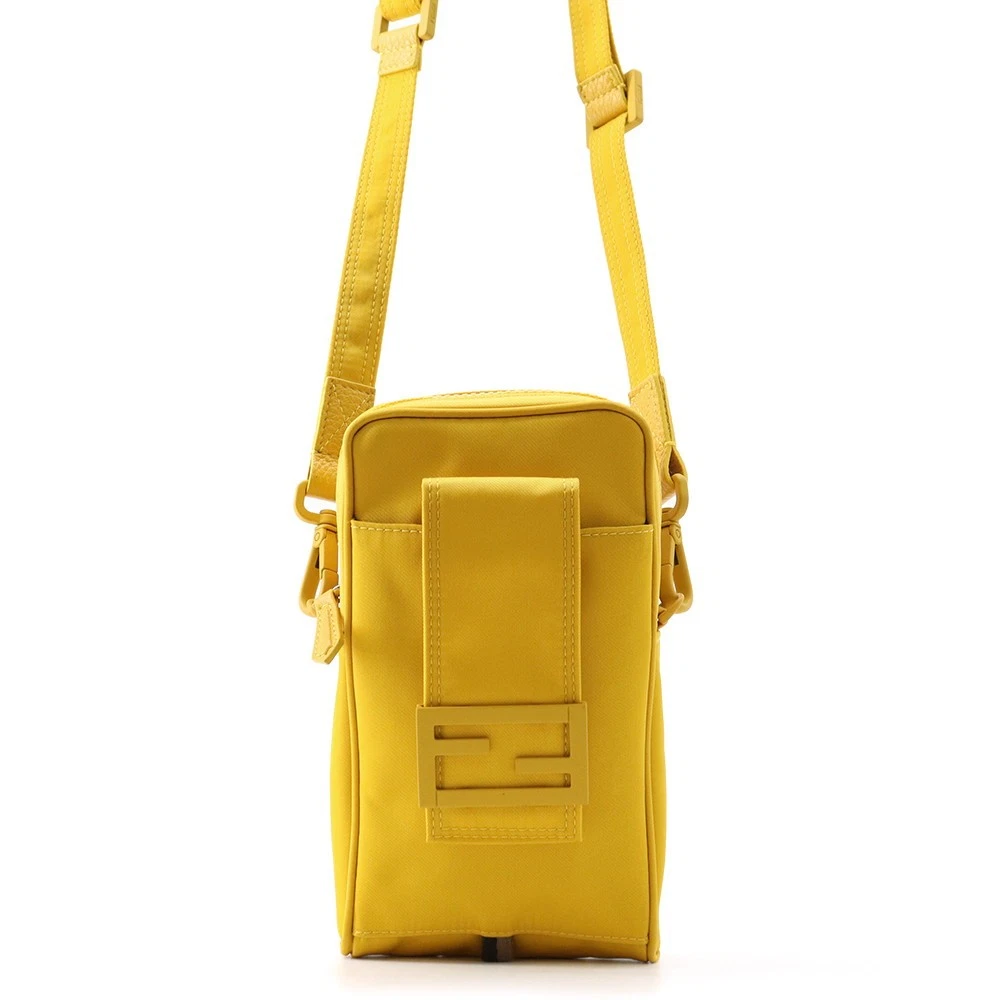 Fendi — FENDI Bucket Shoulder Bag Nylon/Leather Yellow 7AS056 AG0P