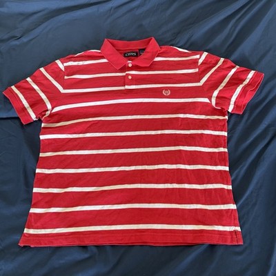 Vintage Y2K Chaps Poloshirt - Größe XL - weiß und rot gestreift - Top Zustand