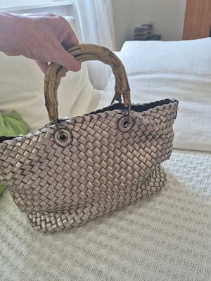 Wende-Handtasche, Marke Ilse Jacobsen, Silber Metallic oder Schwarz   geflochten