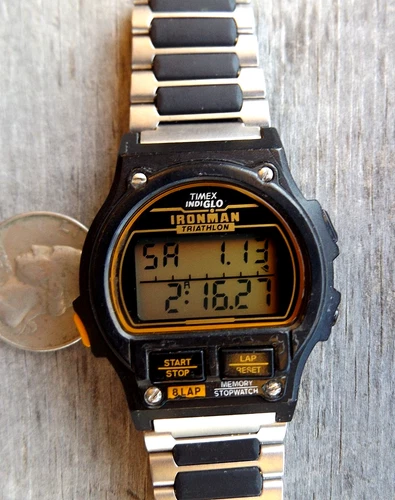 .44 CENTS NO RSV  MENS IRONMAN INDIGLO BLACK OUT NEW BATTERY & STRAP  90's 8 Lap