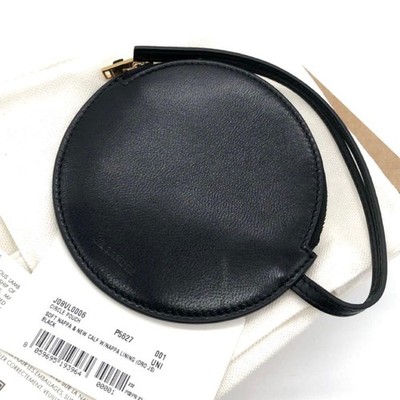 JIL SANDER Circle Mini Pouch Bag Charm Black Leather Womens With Box