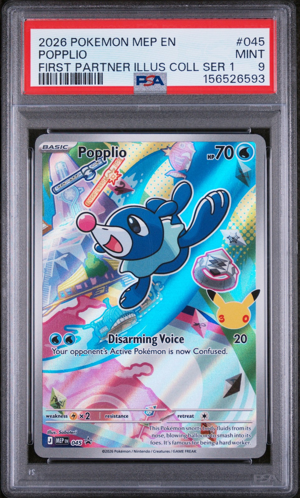2026 POKEMON MEP EN-ME BLACK STAR PROMO #045 POPPLIO PSA 9