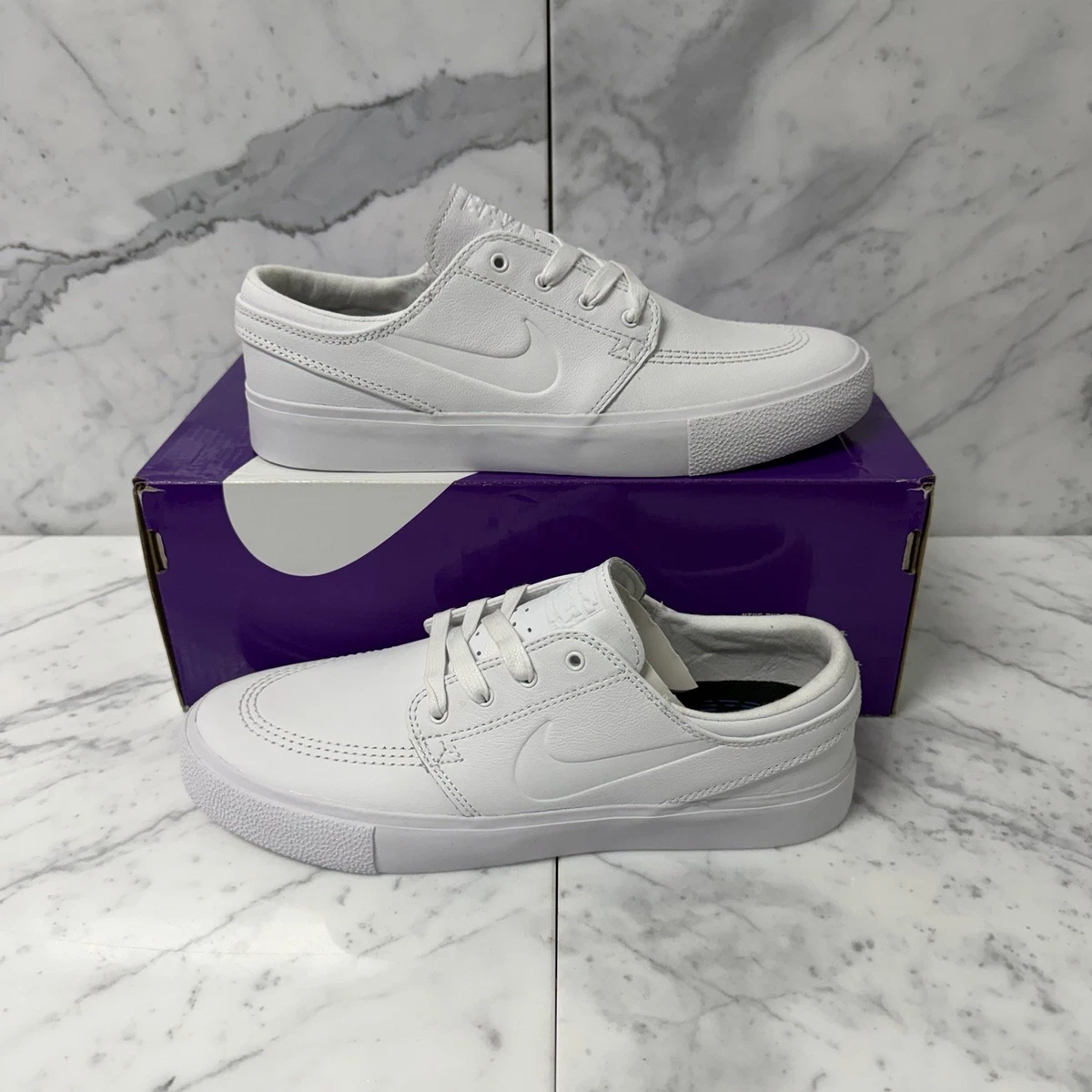 Nike SB Stefan Janoski RM Premium SB White Leather CI2231-102 Sneakers Mens 7 Nike SB Zoom Stefan Janoski Rm Premium Shoes - white (white  main image 4