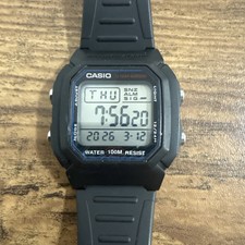Casio Digital Watch Men 36mm Black 3240 W-800H Alarm Chrono Dual Time 8.5"